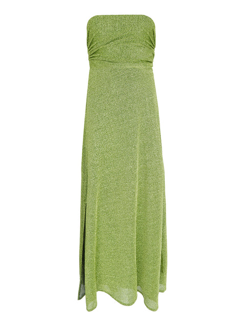 Green Lurex Bandeau Wrap Dress ...